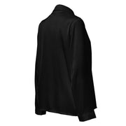 I am not as small as I look pyjama top by Art-is-Artis – black silky pyjama top with a small white kitten near the hem, back view