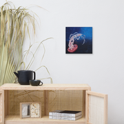 Beauty that must not be touched canvas print by Artis Berkmanis on a light wall above a wooden sideboard with dried grasses
