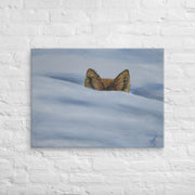 I am not lost, only hiding canvas print by Artis Berkmanis on a white brick wall