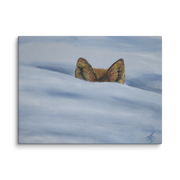 I am not lost, only hiding canvas print by Artis Berkmanis – fox ears rising from soft blue-white snow