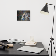 Not every leaving is a loss canvas print by Artis Berkmanis on a light wall above a desk with a black floor lamp