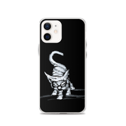 I am not as small as I look iPhone case by Art-is-Artis – white kitten on black, iPhone 12, case on the phone