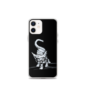 I am not as small as I look iPhone case by Art-is-Artis – white kitten on black, iPhone 12 mini, case on the phone