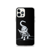 I am not as small as I look iPhone case by Art-is-Artis – white kitten on black, iPhone 12 Pro, case on the phone