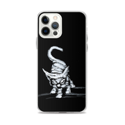 I am not as small as I look iPhone case by Art-is-Artis – white kitten on black, iPhone 12 Pro Max, case on the phone