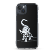 I am not as small as I look iPhone case by Art-is-Artis – white kitten on black, iPhone 15 Plus, case on the phone