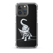 I am not as small as I look iPhone case by Art-is-Artis – white kitten on black, iPhone 15 Pro Max, case on the phone