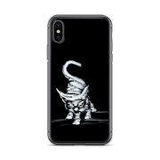 I am not as small as I look iPhone case by Art-is-Artis – white kitten on black, iPhone X/XS, case on the phone