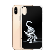 I am not as small as I look iPhone case by Art-is-Artis – white kitten on black, iPhone X/XS, case shown next to the phone