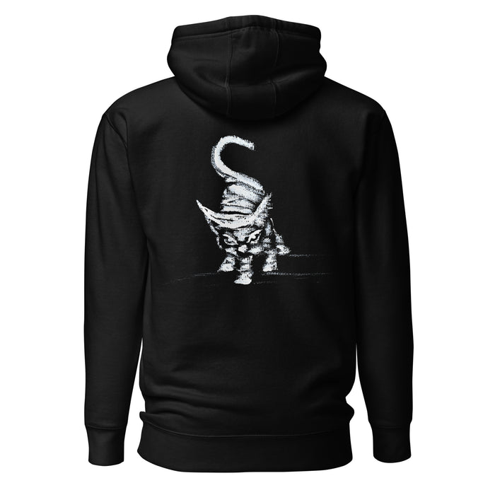 I am not as small as I look hoodie by Art-is-Artis – black hoodie with a big white kitten on the back, back view