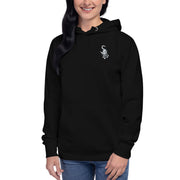 I am not as small as I look hoodie by Art-is-Artis – smiling woman in a black hoodie, front view