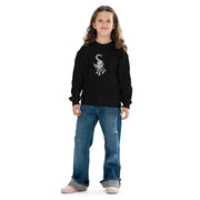 I am not as small as I look kids sweatshirt by Art-is-Artis – girl in a black sweatshirt, front view