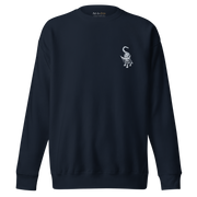 I am not as small as I look sweatshirt by Art-is-Artis – navy sweatshirt with a small white kitten on the chest, front view