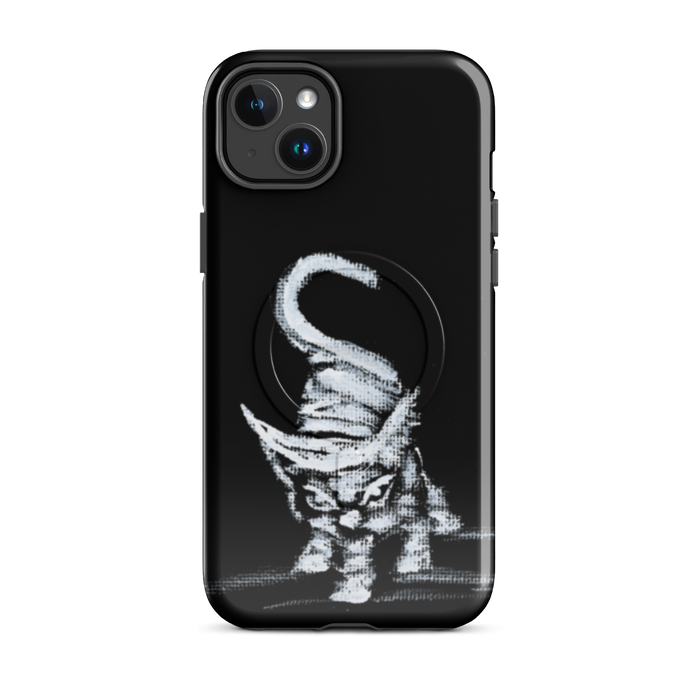 I am not as small as I look MagSafe iPhone case by Art-is-Artis – white kitten on black, iPhone 14 Plus, glossy