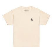 I am not as small as I look kids light T-shirt by Art-is-Artis – natural kids T-shirt with a small black kitten on the chest, front view