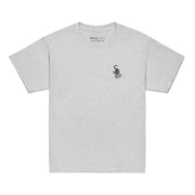 I am not as small as I look kids light T-shirt by Art-is-Artis – sport grey kids T-shirt with a small black kitten on the chest, front view